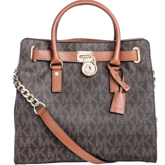 MICHAEL KORS: Large Brown Logo Hamilton bag 💼