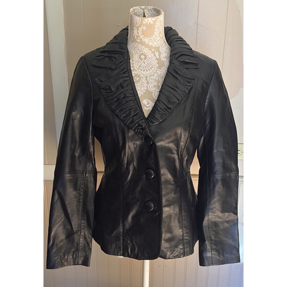 Adorable peplum style leather jacket