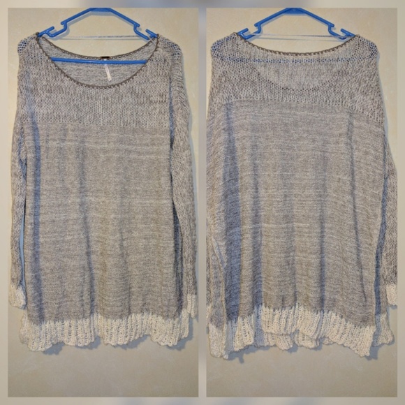 Free People Crochet Knit Hem Sweater - Picture 4 of 4