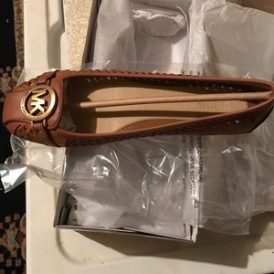 brand new brown leather Michael Kors flats