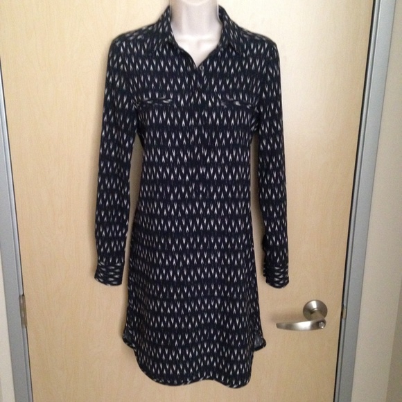 NWT Navy Blue Pattern Shirt Dress Size XS