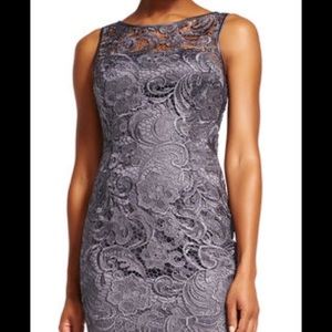 Adrianna Papell Illusion Neck Lace Sheath Dress