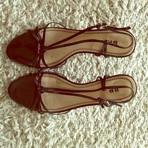 BP black strappy heels