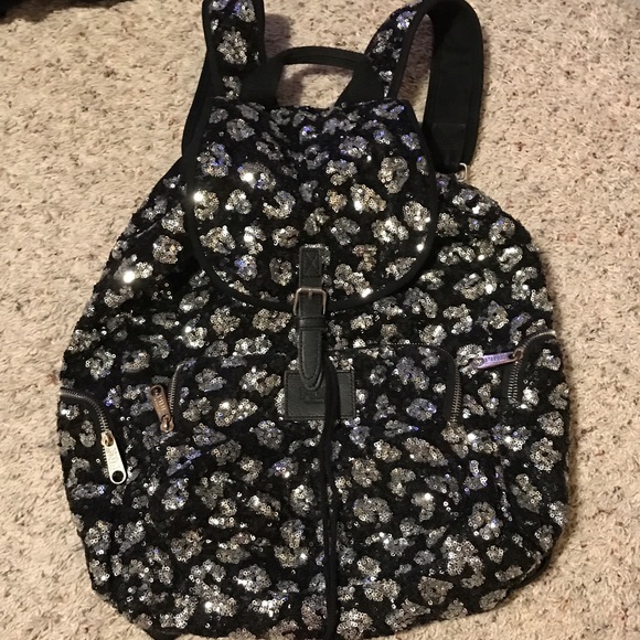 VICTORIA SECRET PINK LEOPARD SEQUINS BACKPACK NEW
