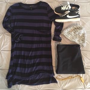 BCBG Max Azria Fine Knit Long Sleeve Striped Tee
