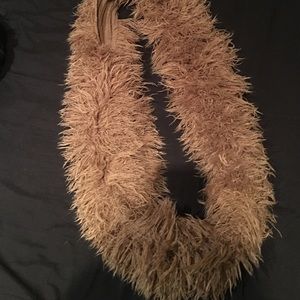 Tan  shaggy infinity scarf