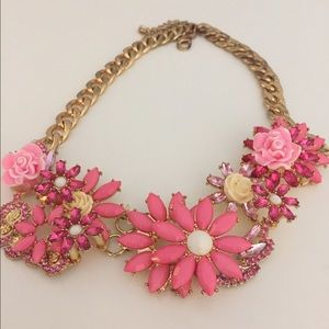 Pink/gold flower statement necklace