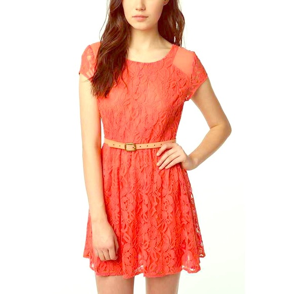 Coral Lace Dress 👗