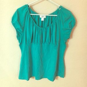 XL, LOFT teal cap sleeve tee.
