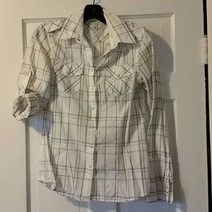Blue and White Plaid BR Button-Up