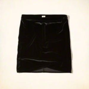 Wrap-Front Velvet Bodycon Skirt