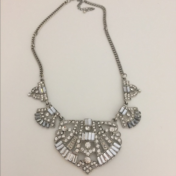 Rhinestone silver statement necklace