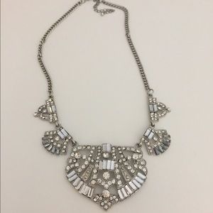 Rhinestone silver statement necklace