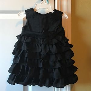 Old navy black ruffled dress with black shoes