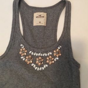 Gray hollister tank top with beads