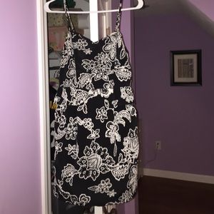 black & white dress w/ a floral design