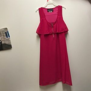 Hot pink zipper in front dress