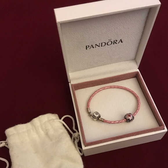 Pandora pink single braided leather bracelet