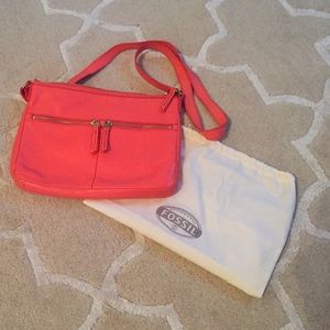 Hot Peach Leather Cross Body