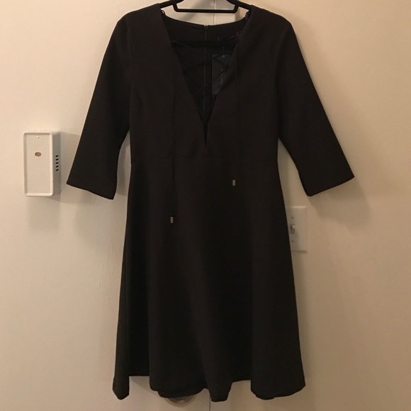 ZARA tie-front 3-qtr sleeved fit and flare dress
