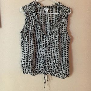 Large, LOFT navy and white sleeveless top.