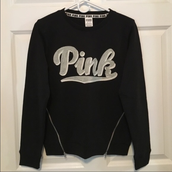 VS PINK Side Zippers Black Sweatshirt😍💕 - Picture 1 of 4