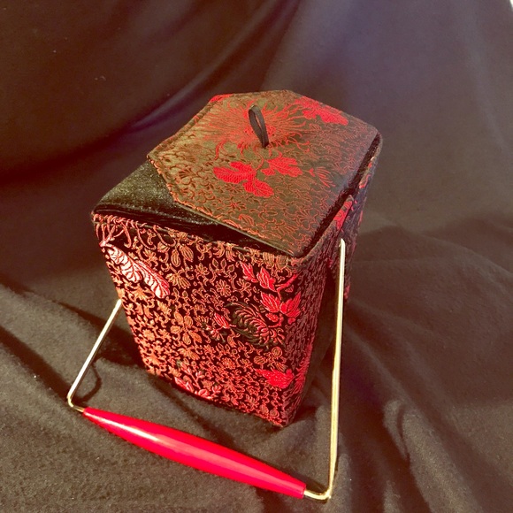 Small red and black velvet purse