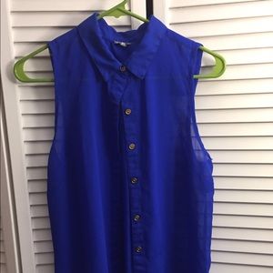 Sleeveless royal blue bottom down