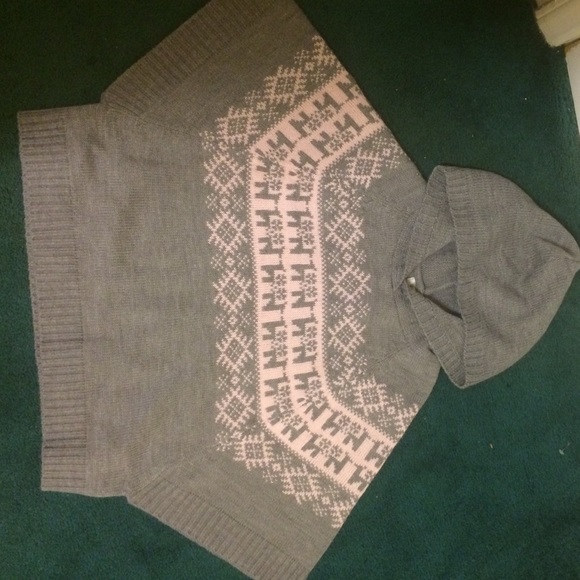 Hooded Crop Top Gray Sweater