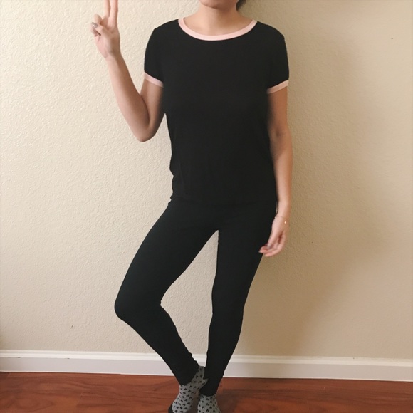 Black Shirt with Pink Lining