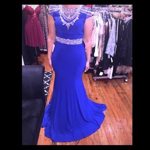 Glow royal blue evening dress gown