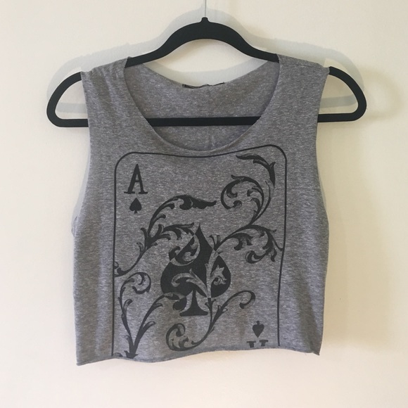 Gray Graphic Cropped Top