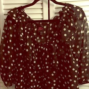 Polka dot button down blouse