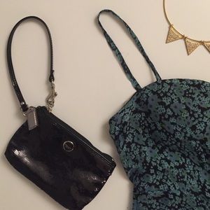 Small black sequin Coach wristlet