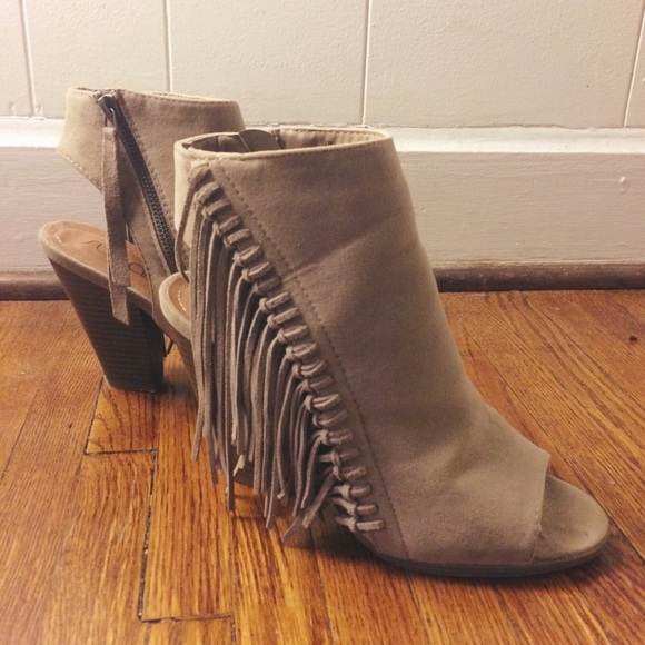 Sugar Leta Fringe peep-toe bootie