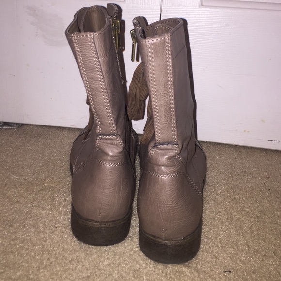 Stone Color Combat Boots - Picture 3 of 3