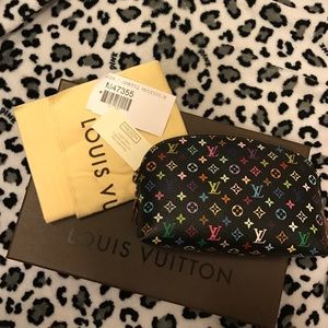 Louis Vuitton Black multicolor cosmetic bag