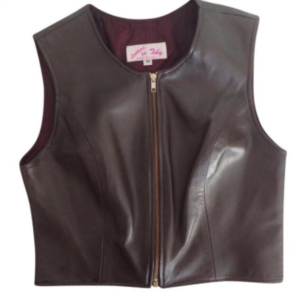 Vintage Jackets & Blazers - ‼️SOLD‼️ VINTAGE l Brown Leather Front Zip Vest M