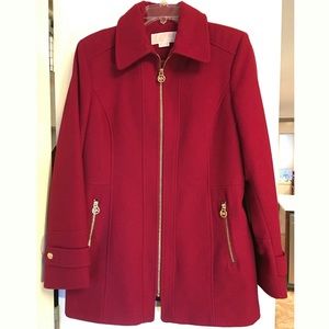 Michael Kors 12P Cranberry Red Wool Blend Coat