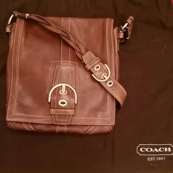 COACH crossbody leather handbag brown/gold