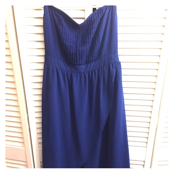 Blue hi low strapless dress