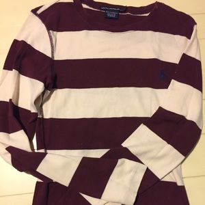 Burgundy and cream stripped Ralph Lauren sweater