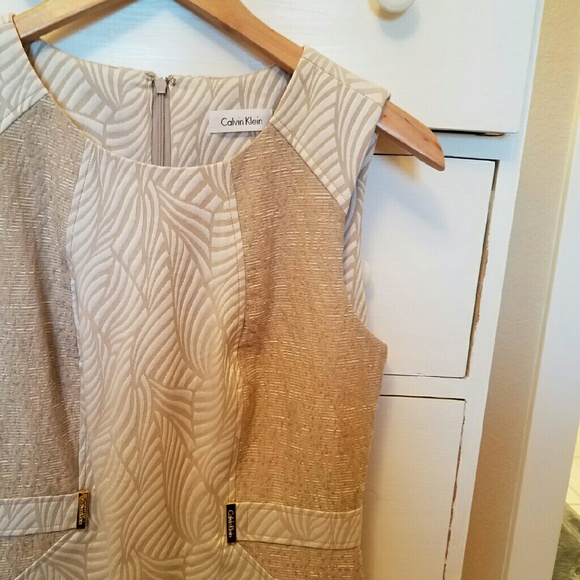 Calvin Klein neutral palm print dress