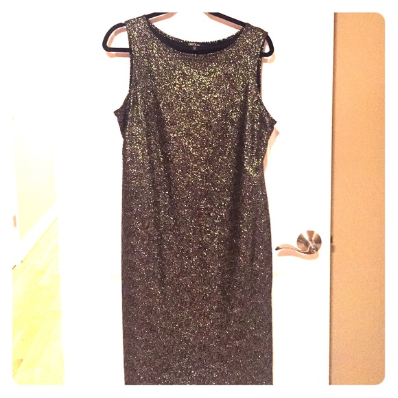 Gold sequin and black dress