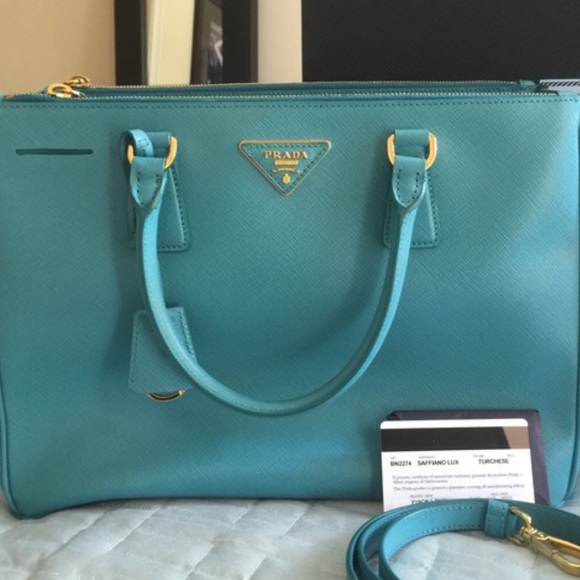 turquoise prada bag