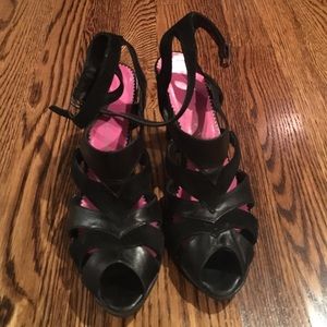 Black strappy high heels