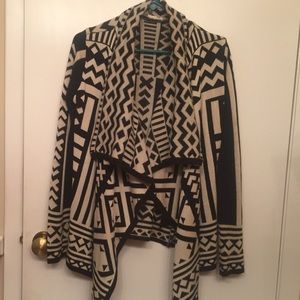 Aztec print black and white cardigan - size small