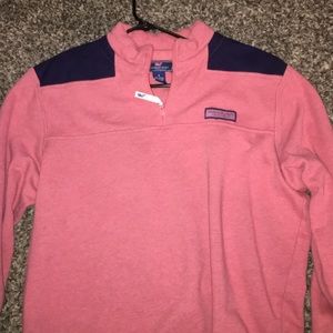 Vineyard Vines 1/4 Zip - Coral/Navy