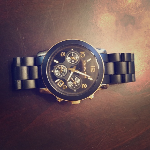 Michael Kors matte black and gold watch