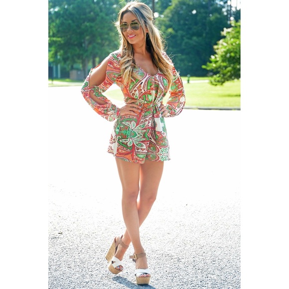 Ark & Co. Long Sleeve Printed Romper